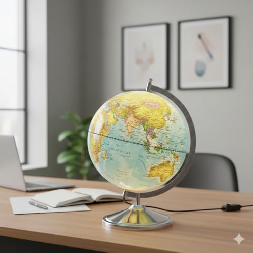 Image of Educational World Globe for stunets and Teachers (10 Inch Dia Illuminated, 10 Inch Dia)