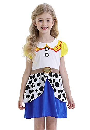 AmzBarley Cow Costume for Little Girls Princess Fancy Party Dress Up Wild West Cosplay Kids School Talent Shows Dress Up Outfits Size 4T(3-4Years)