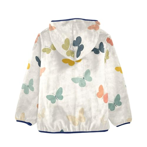 Butterflies Silhouettes Colorful Girls Fleece Jacket Girls Fall Jacket Girls Zip Up Hoodie Girls Sherpa Jacket 2-10T2