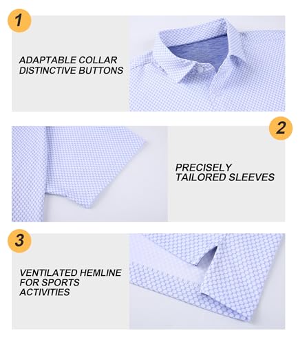 Image of Damipow Premium Golf Shirts for Men Dry Fit Performance Polo Short Sleeve Collared Shirt