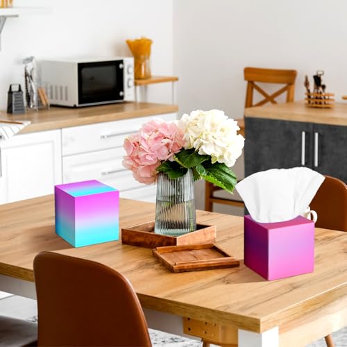 Image of Fourluoo 12 Pack Facial Tissues Cube Boxes Face Box 600 Sheets 3 Ply Soft Paper Square Tissues Bulk for Car Pocket Toilet Household Bedroom Family(Gradient Color)
