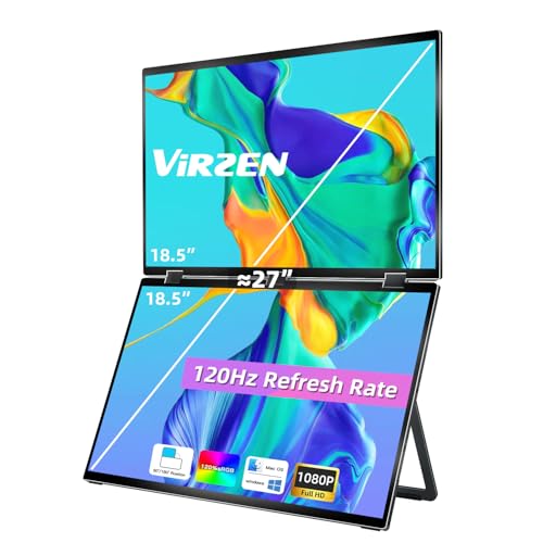 Image of Triple Screen Extender 120hz 18.5 inch Portable FHD 1080P Monitor Folding Stacked Travel Monitor Automatic Rotation for Laptop PC Kickstand VESA Mountable（No Driver）