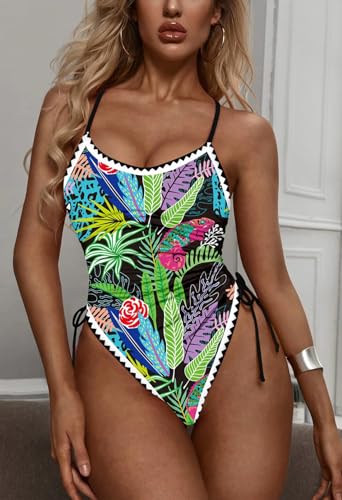 Image of Viottiset Women's Ruched High Cut One Piece Swimsuit Tummy Control Bathing Suit Monokini