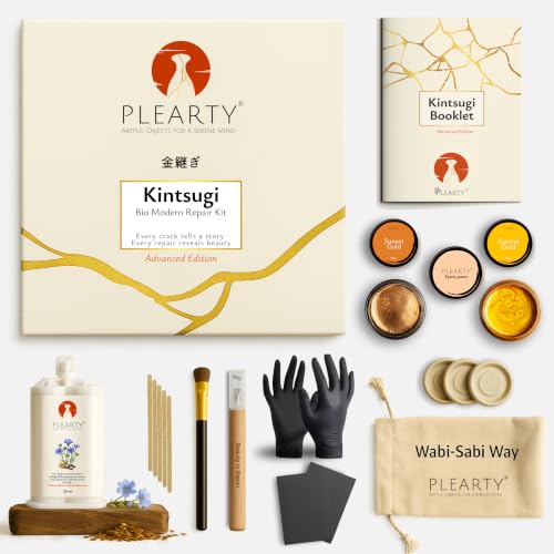 PLEARTY Kintsugi Repair Kit - Advanced Edition - Linseed Resin Food-Safe Dishwasher Proof Eco-Friendly and Durable Kintsugi Kit Materials - Complete Kit