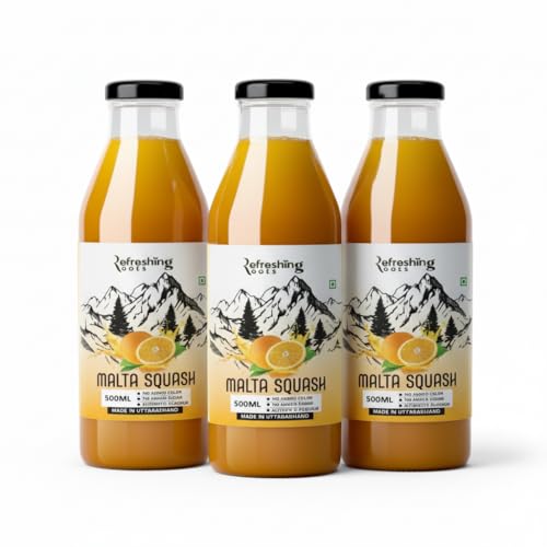 Image of Refreshing Roots Uttarakhand Wild Orange (MALTA) Squash 1500 ML Pack Glass Bottle | Cold Pressed | Uttarakhand Authentic Taste | Added Honey | No Artifical Colors | Rich In Vitamins -C | Malta Squash (500 ML * 3 Bottle)