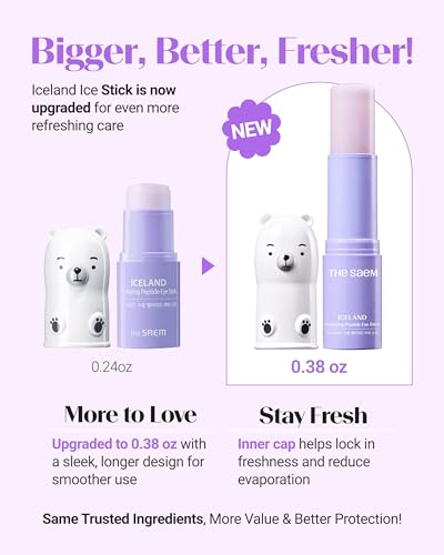 THESAEM Iceland Hydrating Peptide Eye Stick 0.38 oz - Elasticity, Cooling, Moisturizing Eye Balm for Loose Skin – Under Eye Treatment - Balm to Smooth Skin Texture - Daisy Flower Scent