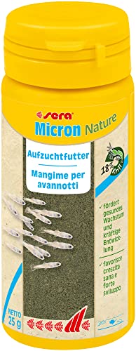 Questo mangime in polvere finemente lavorato contiene sia zooplancton (18 % Krill) che fitoplancton (51 % Spirulina) e consiste in minuscole particelle che galleggiano nell’acqua; sera Micron Nature assomiglia così al plancton naturale