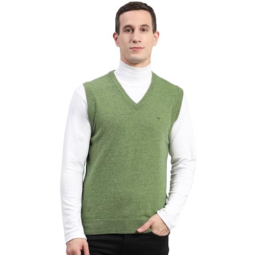 Image of Monte Carlo Off White Solid V Neck Sweater | Warm Woolen Pullover for Men | Soft Comfortable Knitted Winter Wear Sweater for Men's