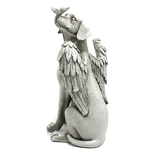 LetCart Engel Hund Statue Engel Hundefigur Garten Dekoration Statue Figur mit Engelsflügel, Handschnitzerei Lebendige Exquisit Kunstharz Gedenksteine für Garten oder Rasen Dekoration