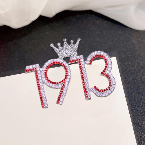 Image of Sparking Top Lady Crown Red And White Society Delta Sorority DST Brooch Pin Graduation Gifts Jewelry For Her