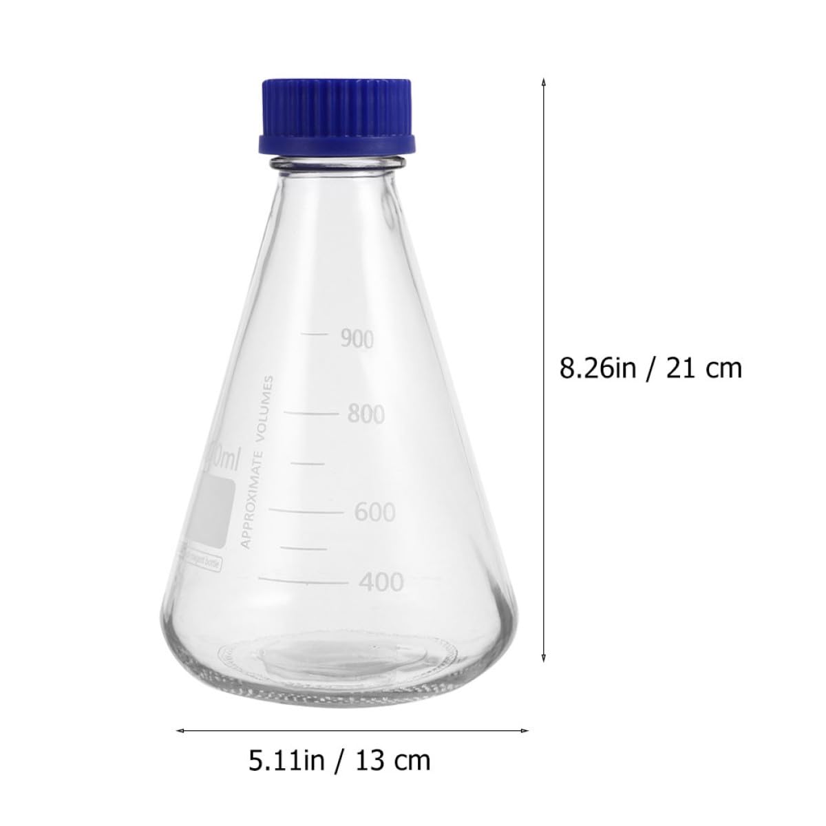 jojofuny Bottiglie Coniche per Reagenti in Vetro da 1000ml, 2 Pezzi Tappi Blu, senza Bolle e Facili da Osservare, per Lezioni di Chimica e Applicazioni Scientifiche