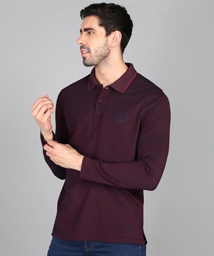 Image of Alan Jones Clothing Men's Cotton Regular Fit Solid Full Sleeves Polo T-Shirt
