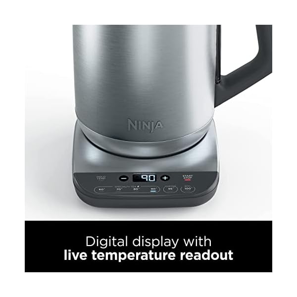 Ninja-Perfect-Temperature-Kettle-17L-with-Temperature-Control-LED-Display-Easy-to-Use-Kettle-with-Rapid-Boil-and-Temperature-Hold-Stainless-Steel-KT201UK Ninja Perfect Temperature Kettle, 1.7L, with Temperature Control, LED Display, Easy to Use Kettle with Rapid Boil and Temperature Hold, Stainless Steel KT201UK