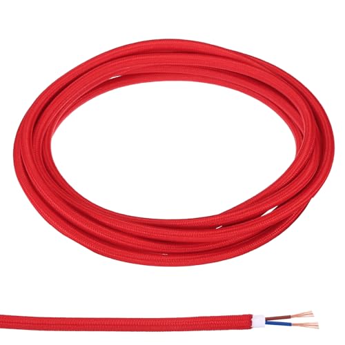 Fil électrique tissu rouge rétro PATIKIL, cordon tressé 2 conducteurs 18AWG