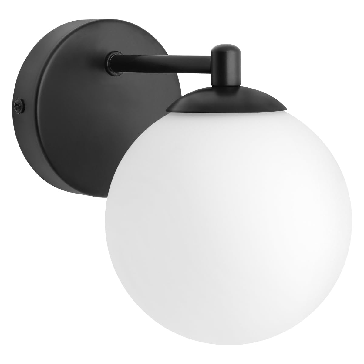 Long Life Lamp Company Glass Frosted Globe Wall Light Sconce Matte Black for Indoors H3096 with LED Bulb Warm White G9