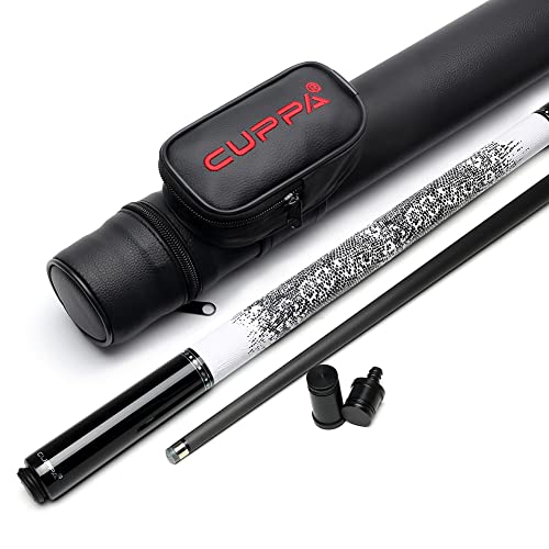 CUPPA Technology Pool Cue with Low Deflection Carbon Fiber Shaft,Black Pool Cue Case Set (10.5mm, CU10)