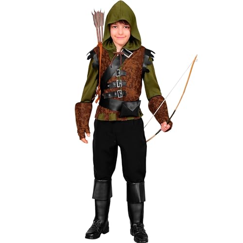 W WIDMANN MILANO Party Fashion - Costume d'archer pour enfants, 6 pièces, ensemble avec accessoires pour Halloween et carnaval