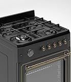 Ferre F6IP40GF-BL-RETRO-W 60cm Freestanding Gas Cooker With Wok Burner & Turbo Fan - Matte Black - Image 4