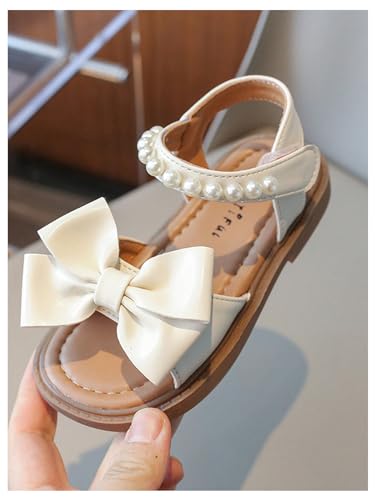 GORGLITTER Girl's Sandals Dressy Bow Ankle Strap Sandal Pearl Open Toe Slides Flats Summer Cute Vacation Sandals Shoes3