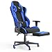 Vicco Gaming Chair Alpha Racing Stuhl Sessel Bürostuhl Chefsessel Drehstuhl Fußstütze (Schwarz/Blau)