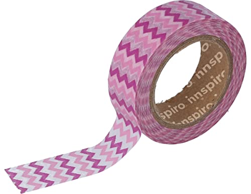 INNSPIRO Cinta masking tape Washi zig zag rosas 15mm.x10m. Serie Tutti Frutti
