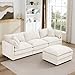 Eafurn Oversized Reversible Modular Sectional Sofa with Movable Ottoman, 4 Seater Convertible L Shaped Corner Couch Modern Chenille Sofa Set w/Double Layers Seat Cushions for Living Room Apartment