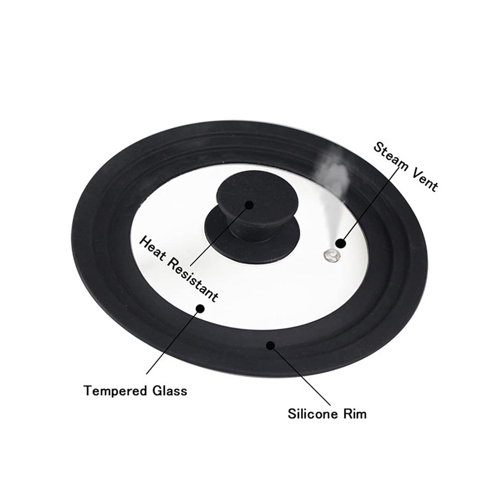 Tapa Sarten, Tapaderas Para Sartenes 28-30-32 cm Sartén con tapa Multifuncional Tapa de vidrio Wok Pan Lids Cubiertas silicona(Red lid,24-26-28cm)
