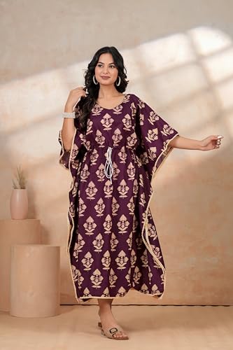 Image of BLOCKS OF INDIA Hand Block Kaftan in Cotton Fabric