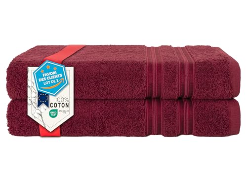 Hammetex Lot de 2 Serviettes de Bain 100% Coton de qualité supérieure - Grandes Serviettes de...