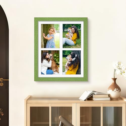 Image of DUENPY 12x16 Picture Frame 5x7 Collage Picture Frame Displays Four 5x7 inch Photos or 12x16 (Without Mat) for Available Horizontal Wall Mounting Display and Vertical Green