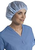 Medline Pro Series Lightweight Bouffant Caps, Blue, 21 Inch, Double-Stitched Elastic Band, Case of 500
