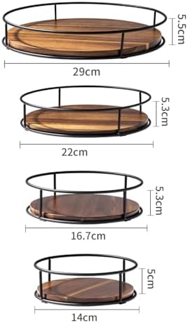 Wooden Lazy Susan Turntable Organizer - Round Serving Tray for Farmhouse Kitchen, Dining Table, Cabinet Storage, and Home Decor Centerpiece (7IN) image 4