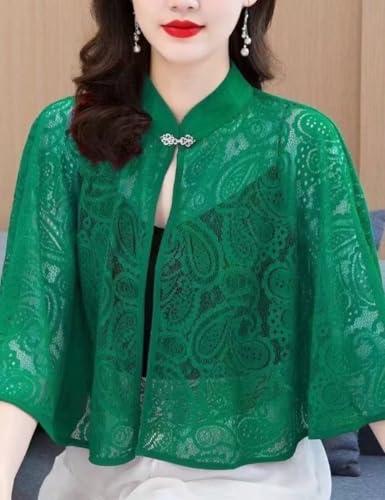 Image of Women's Floral Lace Shrug Cardigan 3 /4 Sleeve Open Front Crochet Cropt Bolero Jacket S-L