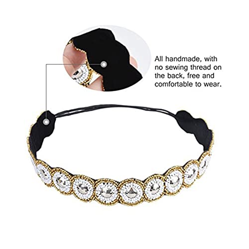 3 Stück Elastisches Haarband Haarreife Kristall Strass Kopfkette Haarschmuck Damen Strass Haarband Dünn Glitzer Perle Stirnbänder Elastisches Kristall Haarreife