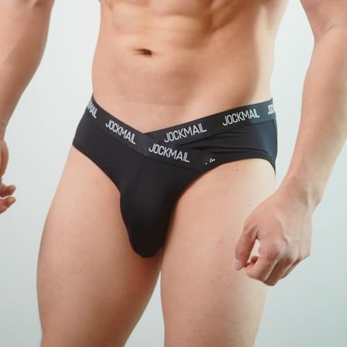 JOCKMAIL Men's Low Rise Sexy Briefs Breathable Ice Silk Underwear Athletic Letter Print Lightweight Triangle Cut3
