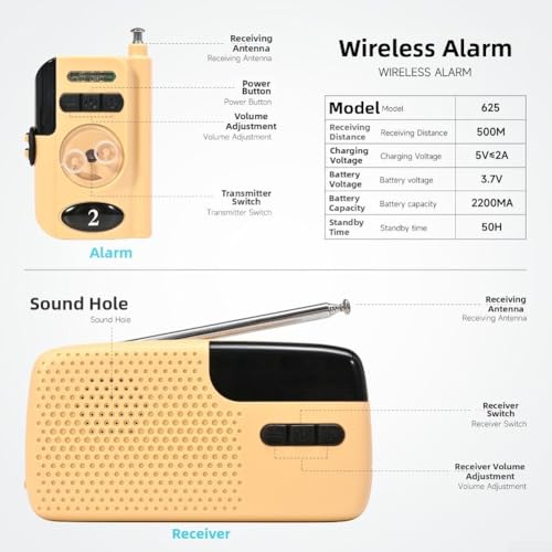 Alarma de picada de carpa de 500 metros con receptor multicanal y linterna integrada 4
