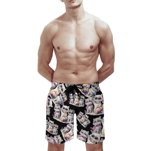 Cute Cat Mens Swim Trunks Quick Dry Beach Shorts Board Shorts Swimwear Bathing Suits with Mesh Lining4