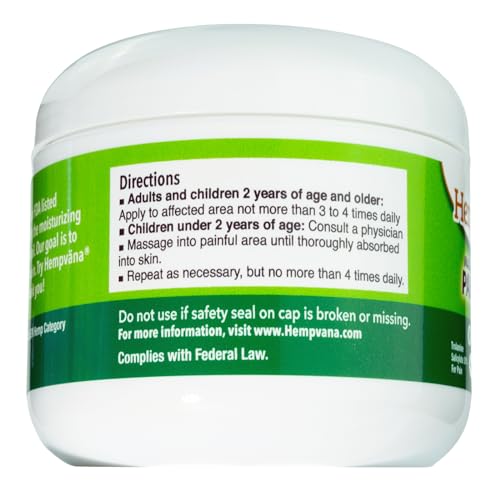 Hempvana Relief Cream with Seed Extract - Relieves Inflammation, Muscle, Joint, Back, Knee, Nerves and Arthritis – Made in USA 4oz Paraben Free, Vegan, Cruelty-Free As Seen On TV