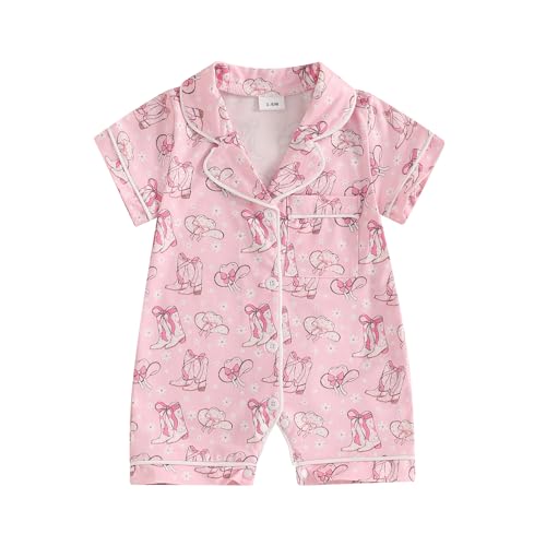 Image of Balaflyie Newborn Summer Pajamas Baby Boy Girl Button Down Romper Cute Infant Sleepwear One-Piece Pjs