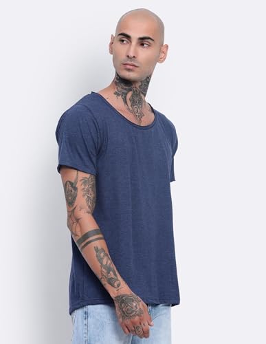 Image of Men's Cotton Scoop Neck T-Shirts, Regular Fit Tshirts Melange Scoop Neck T-Shirt