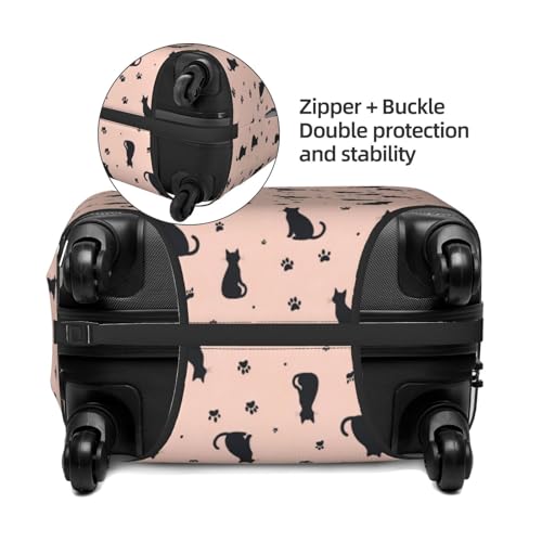 Black Cat Paw Print Travel Luggage Covers, Washable Suitcase Covers Protector for Luggage 18-32 Inch High Elasticity3