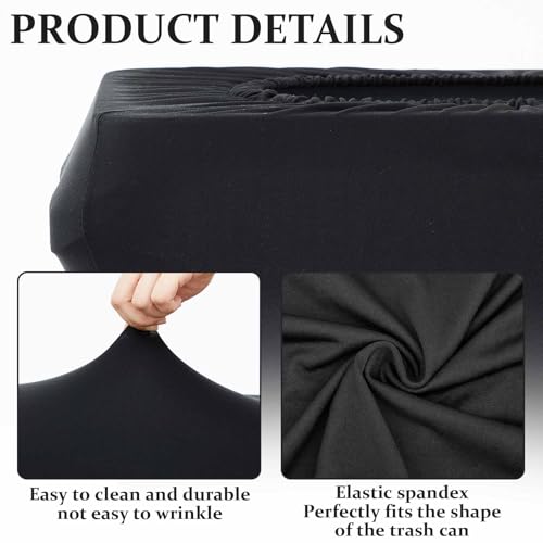 Image of Windyun 1 Pcs 23 Gallon Spandex Stretchable Trash Can Cover Wedding Party Fundraiser Decorations for Home Garden (Not Include Trash Can) (Black)