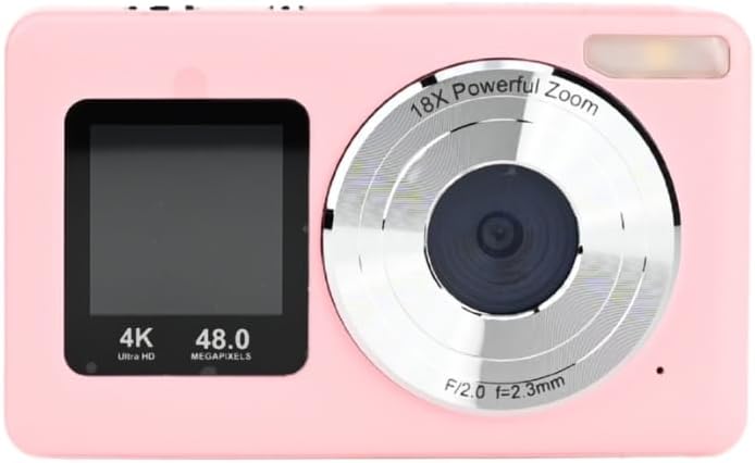 PROMAGE PC110 Pink 4K Dual Screen Digital Camera - 48MP (Interpolated), 18X Zoom, Selfie Mode, USB Rechargeable