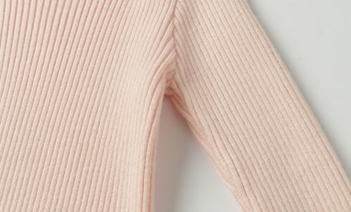 Image of Mud Kingdom Girls Mock Neck Sweater Long Sleeve Knit Top Solid Ruffled Collar Undershirt Slim Fit Lettuce Trim