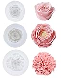 3 Stück Silikonformen Gießformen Blumen,Kerzen Formen Silikon Blumen,Rose Blumen Silikonform,Nelke Pfingstrose Silikonformen,Kerzenformen zum Gießen Blumen,für Schokolade Kunsthandwerk Dekorationen