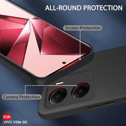 Image of TheGiftKart Sleek Back Cover Case for Vivo V29e 5G | Slim Fit Protective Design | Ultra Matte Finish | Camera Protection Bump | Soft Silicon Back Cover Case for Vivo V29e 5G (Black)