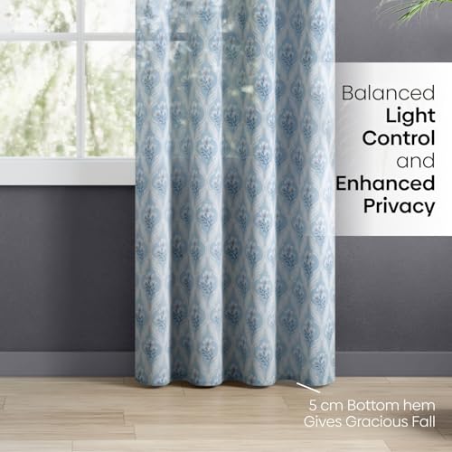 Image of haus & kinder Sheer Door Curtain 7 Feet Long Pack of 1 Door Curtain, 7 Feet Curtain for Door, Light-Filtering & Breathable (Bloom Lattice, Multicolor 114x213cm)