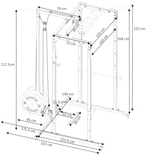 GYM MASTER GM1 Power Rack Squat Cage for Home Weight Lifting Training with Optional Dual Pulley Cable System - Power Rack and Cable Pulley System - Image 7