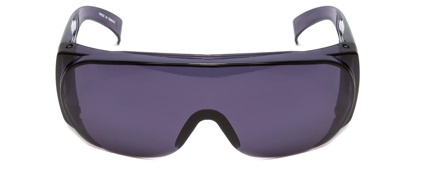 Calabria 1003 Fitover - Gafas de sol grandes de seguridad sobre gafas graduadas | 100% protección UV | patillas transparentes | Humo