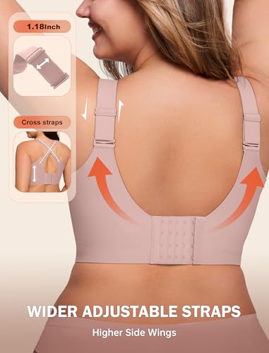 Image of LetsJoli Bras for Women Supportive Wireless Push Up Bra Full Coverage No Underwire Seamless Plus Size for Older Women
